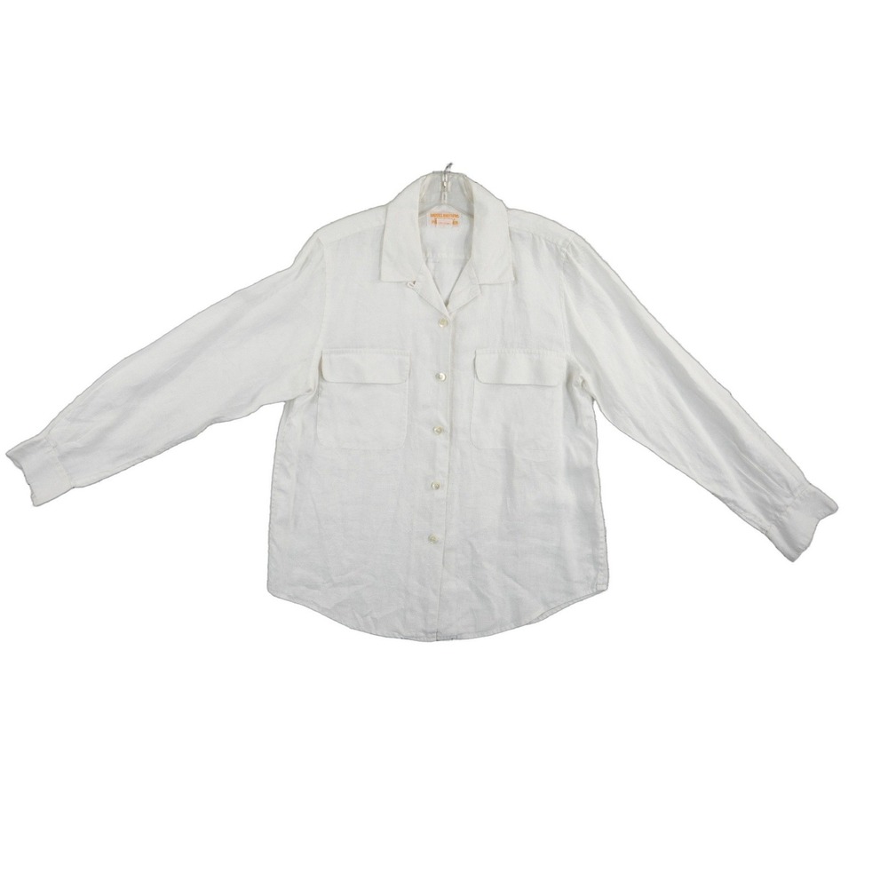 Brooks Brothers Top Blouse Women's Size 8 White 100% Irish Linen Camp Collar - Picture 2 of 7